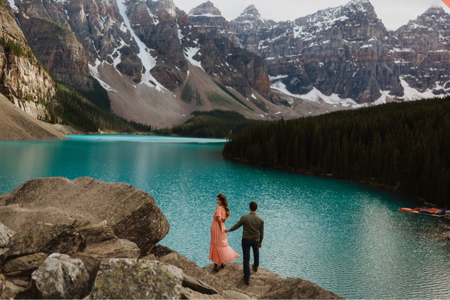 Engagement photos at Moraine Lake, Engagement photos at Moraine Lake in Banff National Park, Engagement photos in Banff, Engagement Photos in Banff National Park