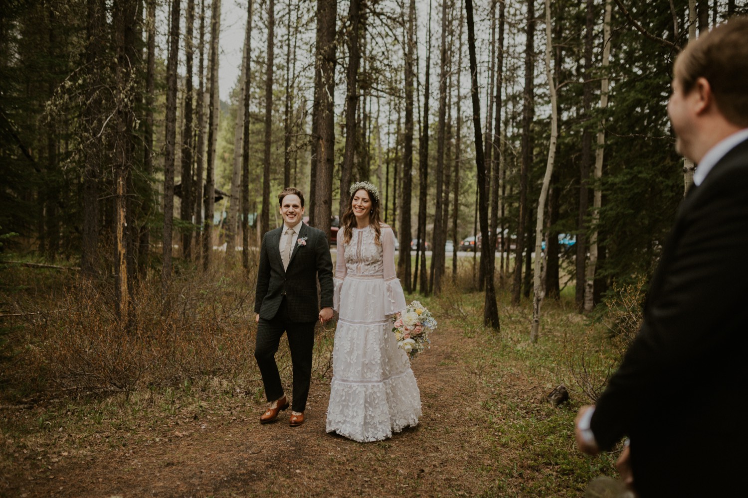 A Kananaskis Lake Elopement in the beautiful Canadian Rockies photo of bride and groom portraits