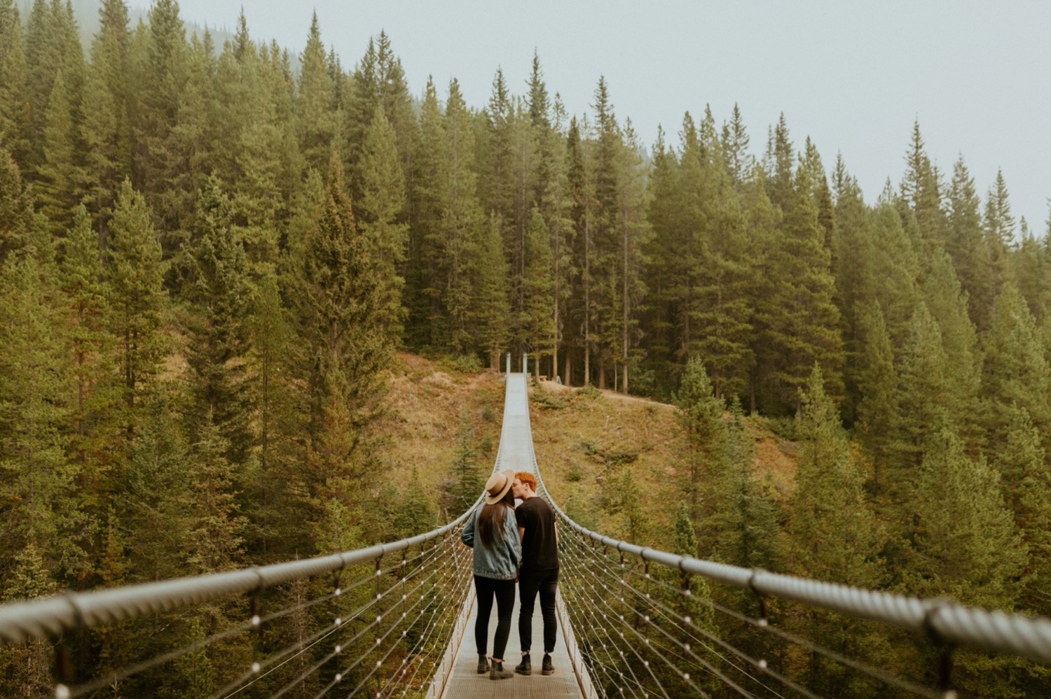 Kananaskis Engagement Photos on a hike during the summer near Banff