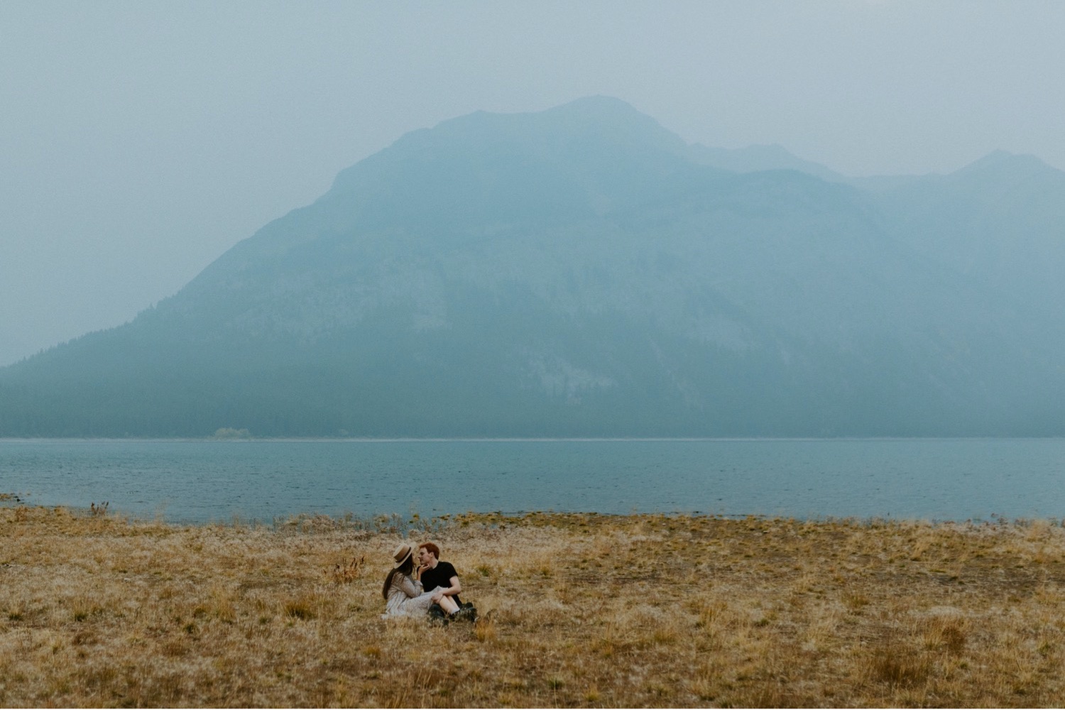 Kananaskis Engagement Photos on a hike during the summer near Banff