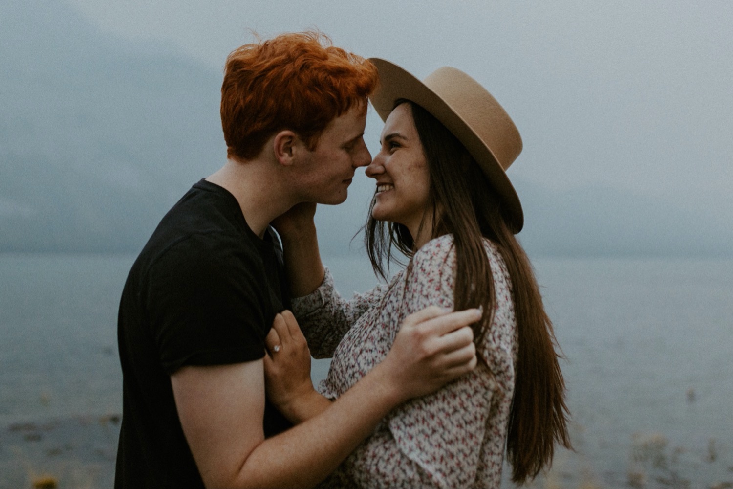 Kananaskis Engagement Photos on a hike during the summer near Banff