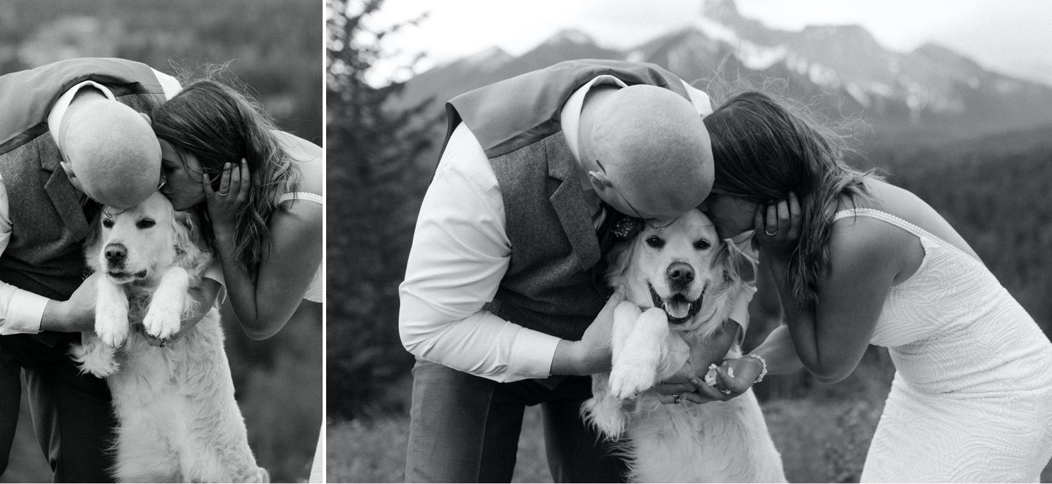 Kananaskis Mountain Elopement, Kananaskis Mountain Elopement with their Dog, Kananaskis summer elopement, kananaskis summer wedding, kananaskis elopement, kananaskis wedding, wedding with dog, elopement with dog present, where to get married in kananaskis, where to elope in kananaskis, kananaskis wedding ceremony, kananaskis elopement photographer, kananaskis elopement photographer, Alberta wedding and elopement photographer