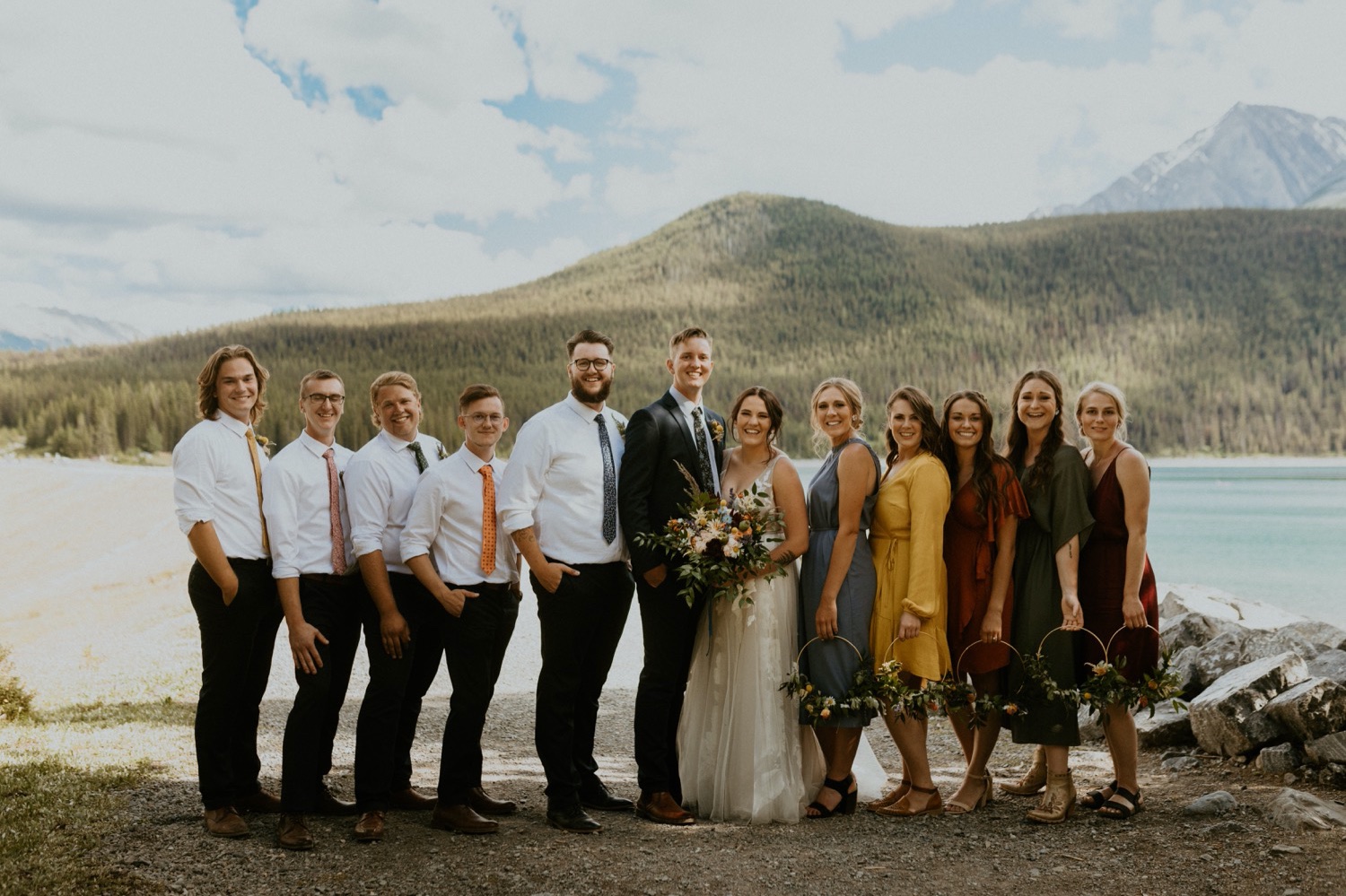 Small Outdoor Wedding in Kananaskis, Kananaskis small wedding with family, Kananaskis outdoor family wedding, kananaskis summer small wedding, kananaskis wedding in front of a lake, dog at ceremony, dog at outdoor wedding ceremony, where to get married in kananaskis, where to elope in kananaskis, kananaskis wedding photographer, kananaskis elopement photographer, Alberta wedding and elopement photographer