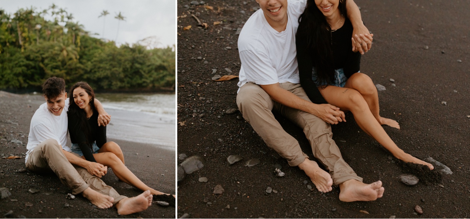 Hawaii Engagement Photos, Engagement Photos in Hawaii, Engagement photos in Big Island, Engagement photos in Kona, Engagement photos on a beach in hawaii, engagement photos on a beach in hawaii with palm trees, tropical hawaii engagement photos, big island kona engagement photos, hawaii engagement photos with cute couple on a beach