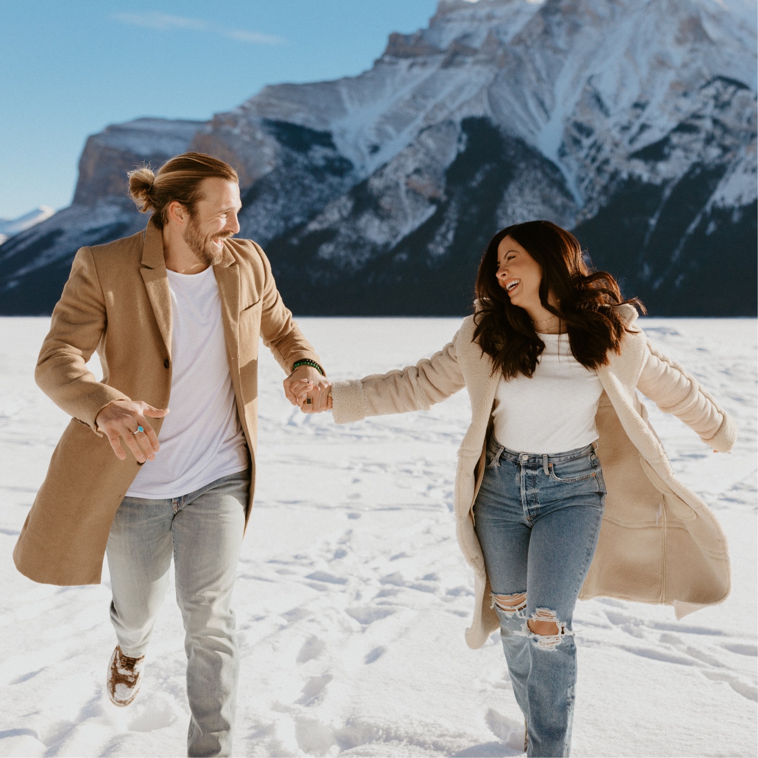 Banff Winter Engagement Photos, Winter Engagement Photos in Banff, Winter Engagement Photos at Lake Minnewanka, Lake Minnewanka Winter Engagement Photos, Banff Winter Engagement Photographer, Banff Winter Engagement Photography