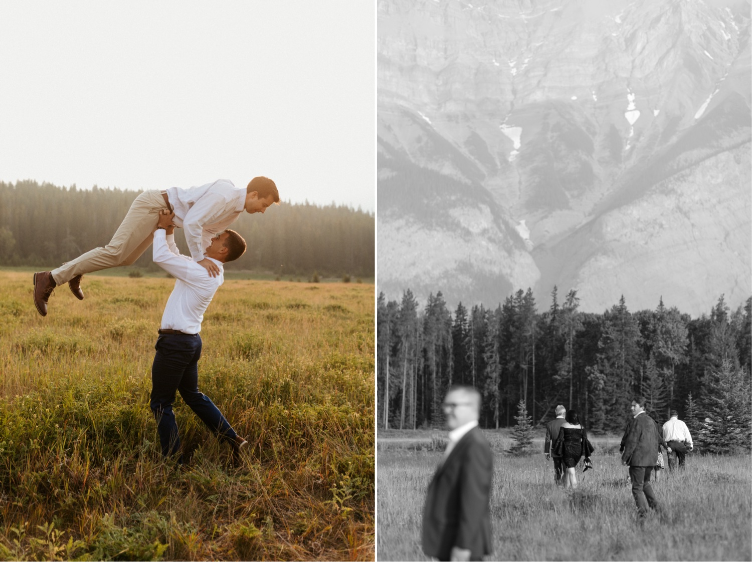Banff Sunrise Elopement, Banff National Park Sunrise Elopement, Sunrise elopement with friends and family in Banff, sunrise elopement photos in Banff, Outdoor elopement photos in Banff during sunrise, Banff Sunrise Elopement Photography